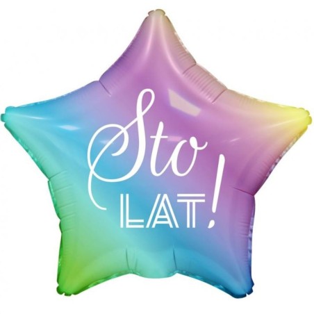Foliowe Balony kolorowy z napisem "Sto Lat". 19"- 48 cm / 1 szt.