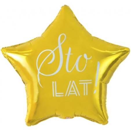 Foliowe Balony złoty z napisem "Sto Lat". 19"- 48 cm / 1 szt.