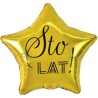 Balon foliowy Sto Lat, gwiazda złota, nadruk czarny, 19"