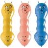 Lateksowe Balony Kolorowe w kształcie "Dżdżownicy z rogami". 30"- 76 cm / 3 szt.