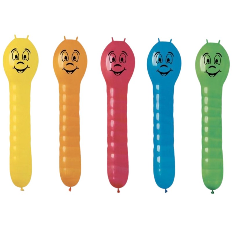 Lateksowe Balony Kolorowe w kształcie "Dżdżowniczki". 28"- 72 cm / 5 szt.