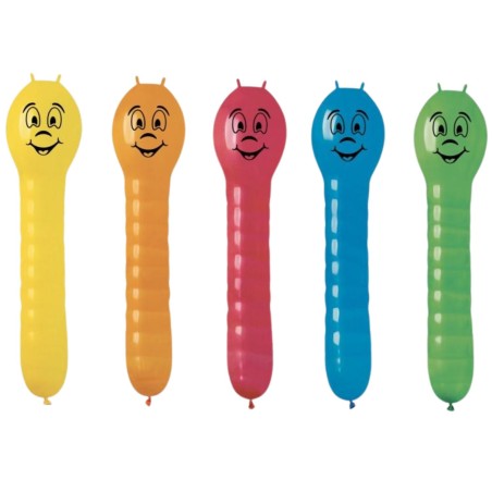 Lateksowe Balony Kolorowe w kształcie "Dżdżowniczki". 28"- 72 cm / 5 szt.