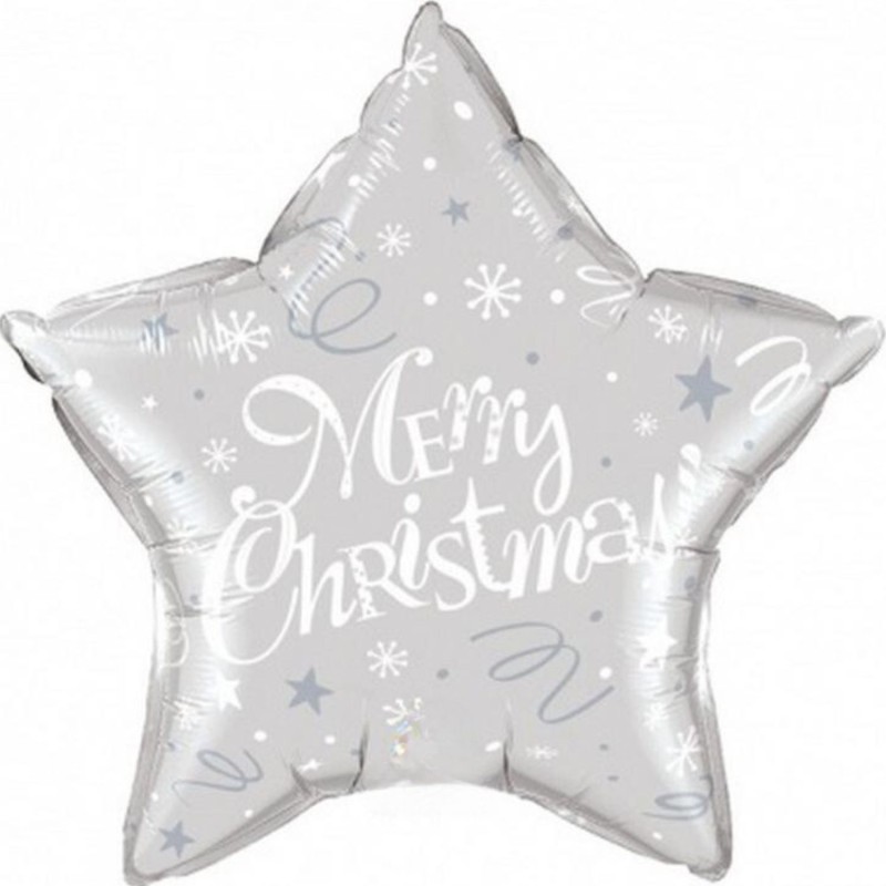 Foliowe Balony srebrny z napisem "Merry Christmas". 20"- 50 cm / 1 szt.