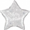 Foliowe Balony srebrny z napisem "Merry Christmas". 20"- 50 cm / 1 szt.