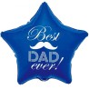 Foliowe Balony niebieski z napisem "Best Dad Ever". 19"- 48 cm / 1 szt.