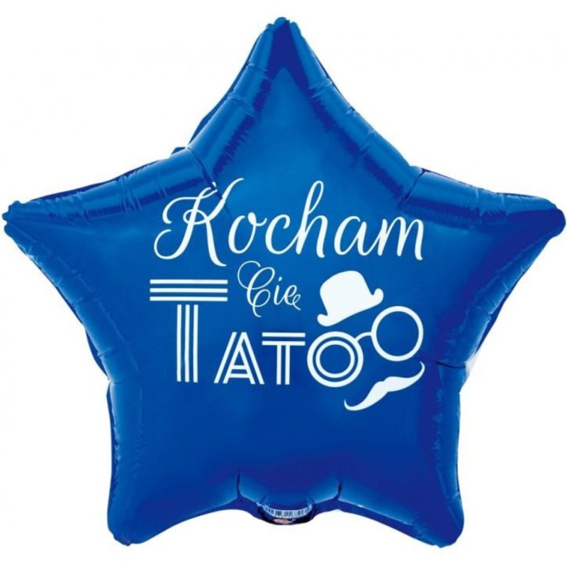 Foliowe Balony niebieski z napisem "Kocham cię Tato". 19"- 48 cm / 1 szt.