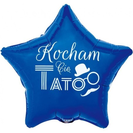 Foliowe Balony niebieski z napisem "Kocham cię Tato". 19"- 48 cm / 1 szt.