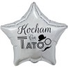 Foliowe Balony srebrny z napisem "Kocham cię Tato". 19"- 48 cm / 1 szt.