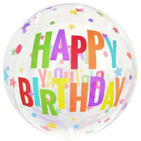Foliowe Balony kolorowe z napisem "Happy Birthday"(Gwiazdy). 20"- 50 cm / 1 szt.