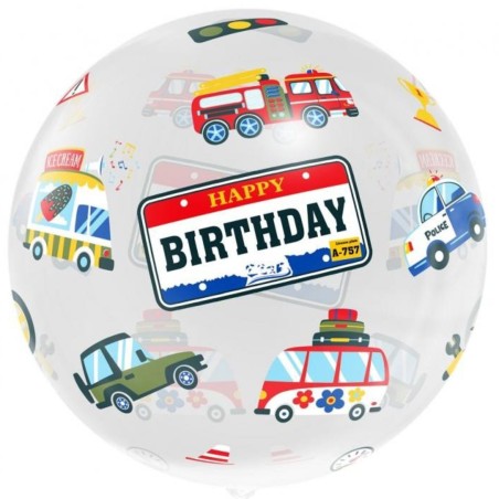 Foliowe Balony kolorowe z napisem "Happy Birthday"(Pojazdy). 20"- 50 cm / 1 szt.