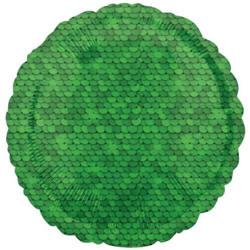 Foliowe Balony zielony z cekinami. 18"- 46 cm / 1 szt. (zapakowany)