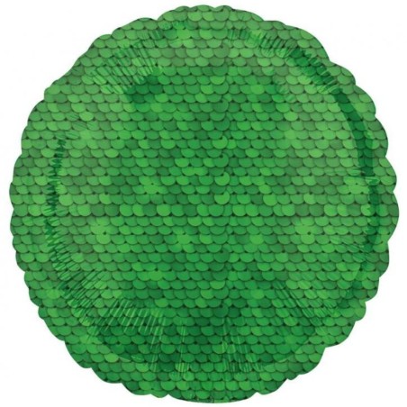 Foliowe Balony zielony z cekinami. 18"- 46 cm / 1 szt. (zapakowany)