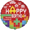 Foliowe Balony kolorowe z napisem "Happy Birthday"(Retro). 18"- 46 cm / 1 szt.(pakowany)