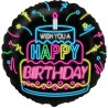 Foliowe Balony kolorowe z napisem "Happy Birthday"(NEON). 18"- 46 cm / 1 szt. (pakowany)