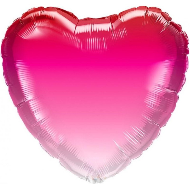 Foliowe Balony różowe ombre w kształcie Serca. 18"- 46 cm / 1 szt.