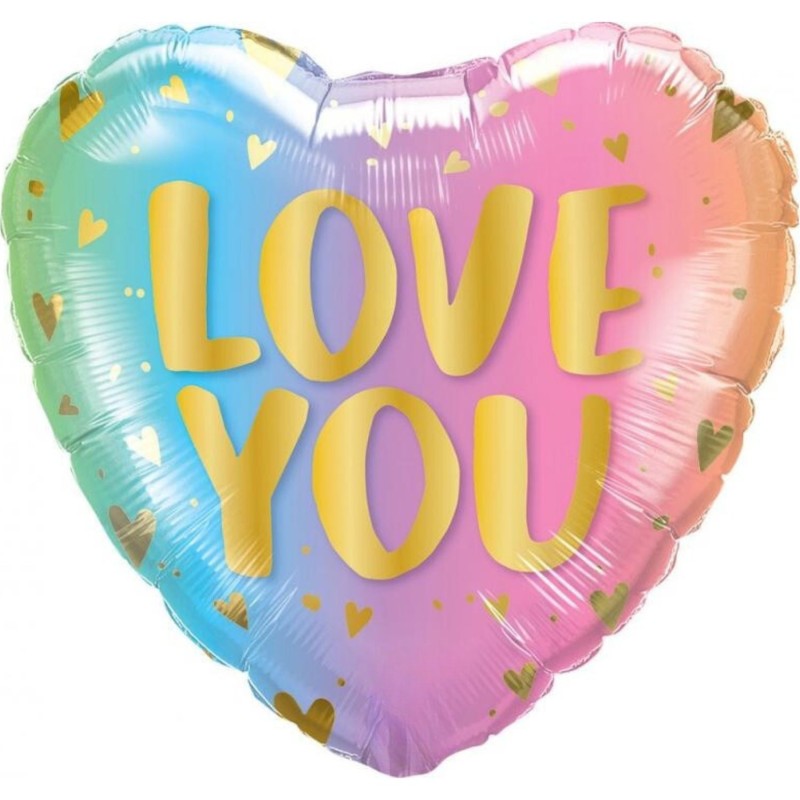 Foliowe Balony kolorowe z napisem "Love You"(Serca). 18"- 46 cm / 1 szt.