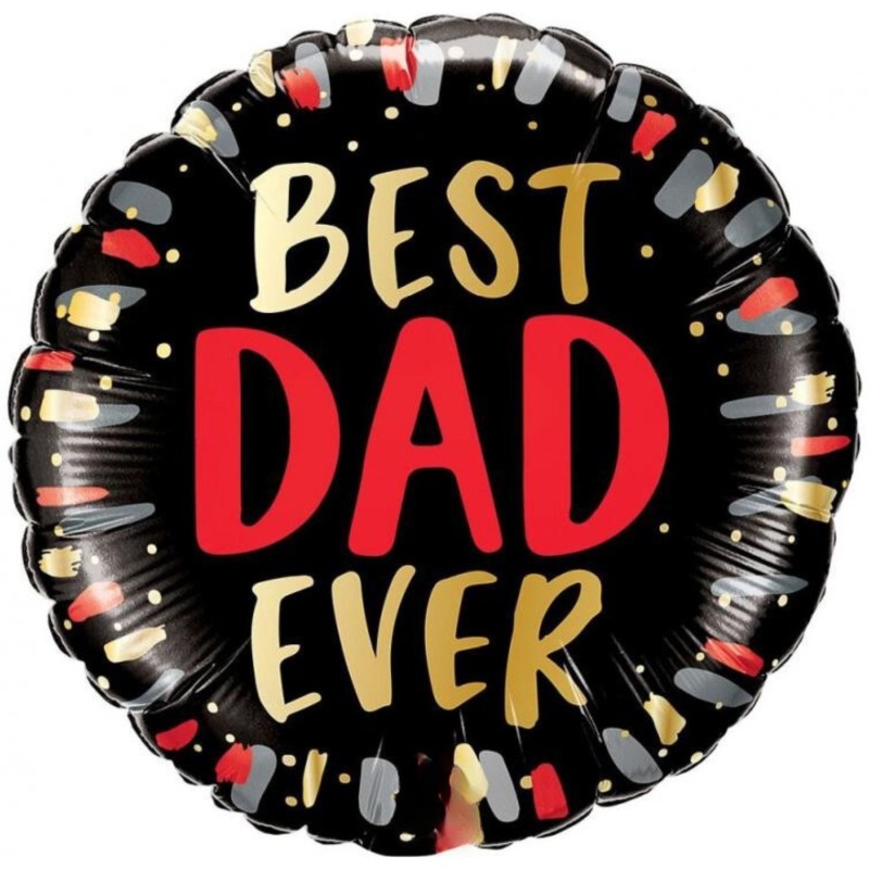Foliowe Balony kolorowe z napisem "Best Dad Ever". 18"- 46 cm / 1 szt.