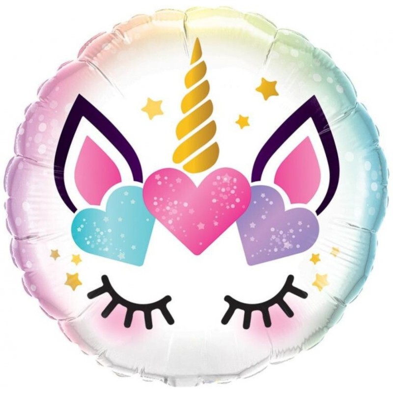 Foliowe Balony kolorowe z nadrukiem Unicorn . 18"- 46 cm / 1 szt.