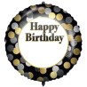 Foliowe Balony złoto-srebrne z napisem "Happy Birthday"(Grochy). 18"- 46 cm / 1 szt.