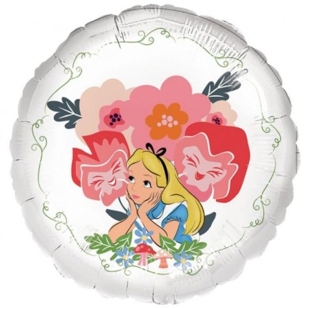 Foliowe Balony kolorowe z nadrukiem Alicji z Krainy Czarów. 18"- 46 cm / 1 szt.