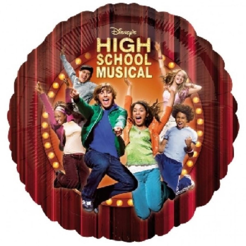 Foliowe Balony kolorowe z napisem "High School Musical". 18"- 46 cm / 1 szt.